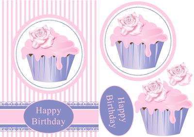Rose Pink Cupcake Quick Card No6 of 6