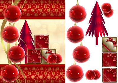Ornament Gold and Red Quick Christmas Card