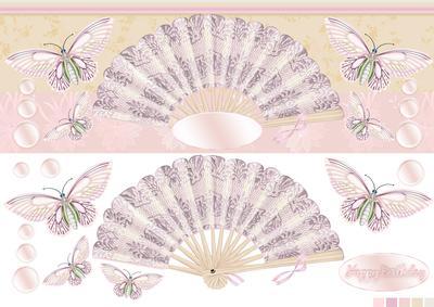 Pink Blend Butterfly and Fan Birthday Quick Card