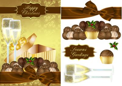 Stylish Chocolate and Champagne Christmas Quick Card