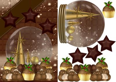 Chocoholic Christmas Card and Snow Globe