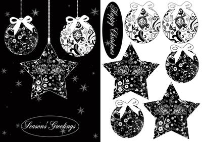 Black and White Stylish Bauble Christmas Card