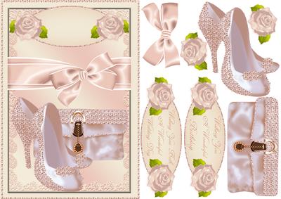 Pink and Peach Wedding Anniversary, Birthday Quick Card