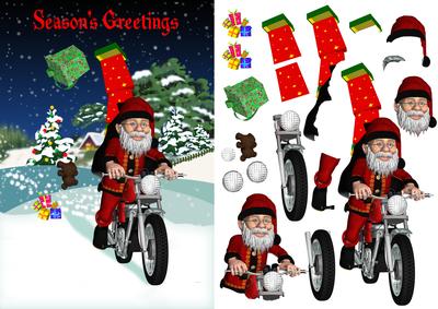 Motorbike Santa Fun Quick Card