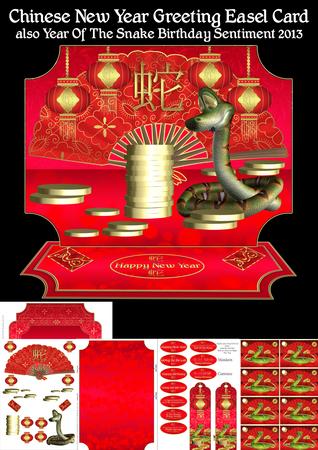 Chinese New Year - Year of Snake Birthday Easel Card