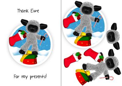 Thank You Quick Card with Cute Lamb Christmas
