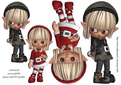Two Sizes of Christmas Elf Embellishment / Clip Art