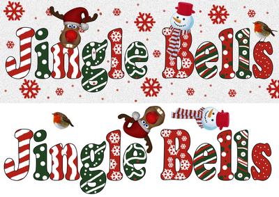 Robin, Reindeer and Snowman with Large Letters