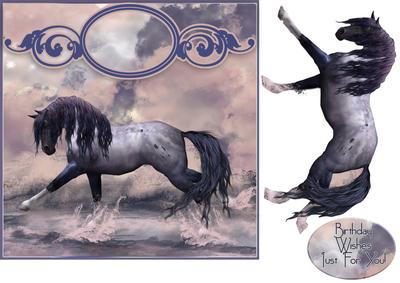 Bithday or Other Greeting Quick Card with Horse