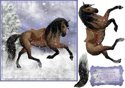 Winter Horse Equine Holiday Card Husband
