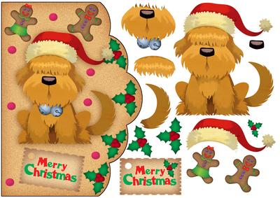 Cute Santa Dog Step by Step Scallop Edge Topper