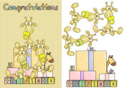 Baby Triplets Congratulations Step by Step with Giraffe's
