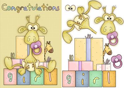 New Baby Girl Giraffe Congratulations Step by Step