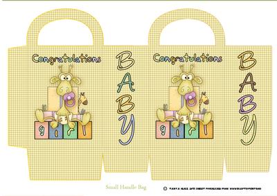Congratulations Gift Bag New Baby Girl with Giraffe's