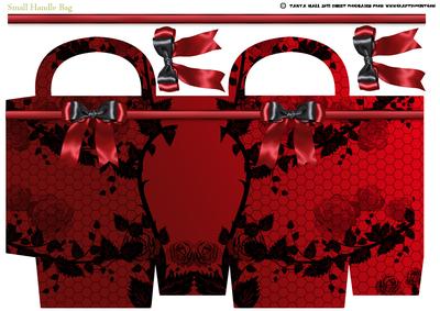 Pretty Red Gift Bag with Rose and Net Detail