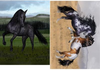Two Fantasy Horse Toppers