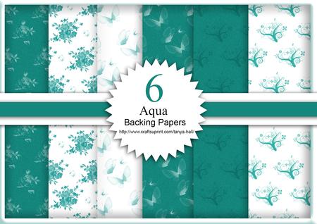 6 Aquatic Backing Papers, Flowers & Butterflies