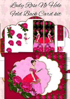 No Hole Fold Back Floral Card Kit "lady Rose"