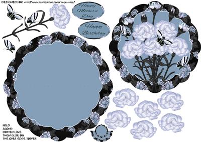 Floral and Butterfly Black and Blue's Wobble Card