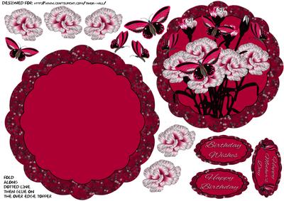Floral and Butterfly Red and Black Wobble Card