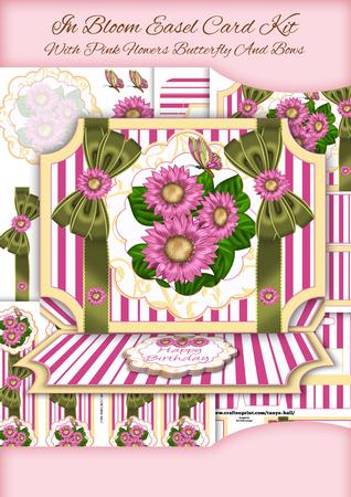 In Bloom Pink Floral Easel Card Kit with Green Bows