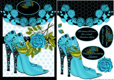Black and Blue Stylish Floral and Shoe Quick Card