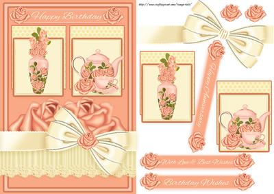 Peaches and Cream Birthday Quick Card with Roses