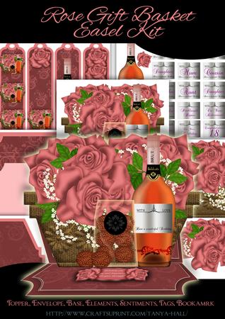 Rose and Wine Gift Basket Easel Card Kit