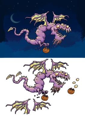 Halloween Skeletal Dragon Trick or Treat Card