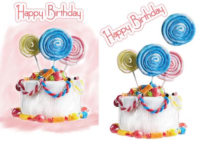 Digitally Painted Birthday Cake Quick Card