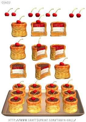 Cherry Pastry and Jelly Jam Cakes Clip Art