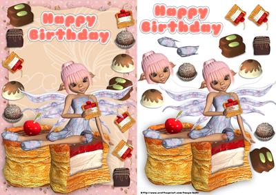 Sweet Birthday Fairy with Cakes, Pastries and Chocolate