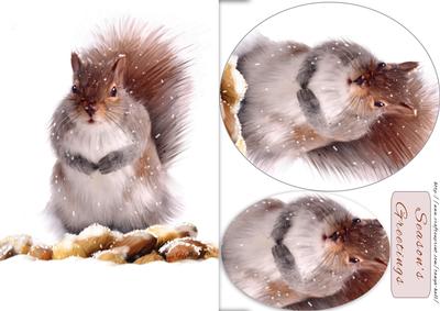 Christmas Squirrel with Winter Store
