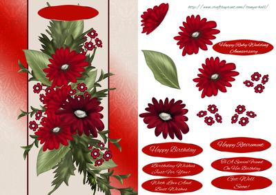 Ruby Red Flower Cluster Birthday Step by Step Card