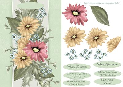Pastel Flower Cluster Birthday Greeting Card