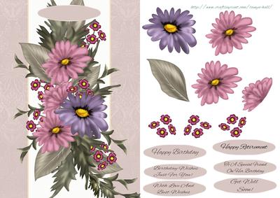 Dusky Flower Cluster Birthday or Other Card