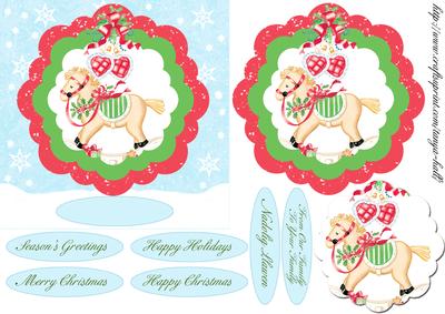 Rocking Horse and Decoration Christmas Quick Card