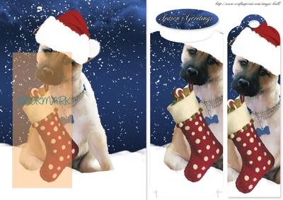 Christmas Bookmark Quick Card with Puppy and Stocking