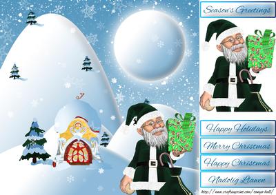 Christmas Scene and Santa Quick Card