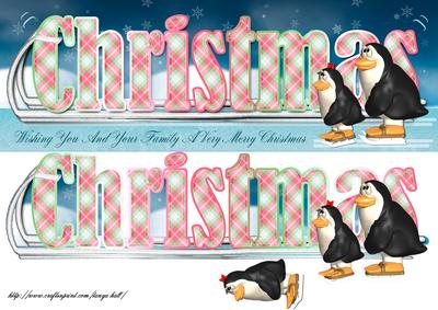 Long Dl Christmas Card with Penguins