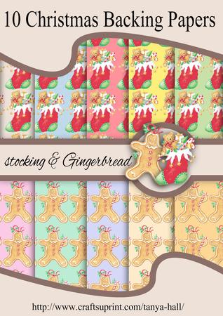 10 Christmas Backgrounds 5 Gingerbread 5 Stocking