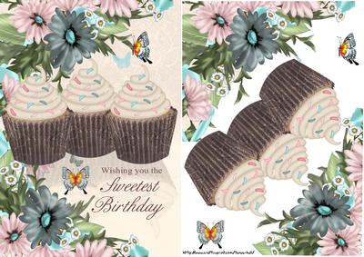 Floral and Cupcake Sweetest Birthday Card