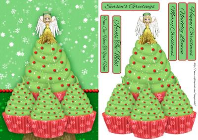 Christmas Tree Cupcake and Angel Quick Card