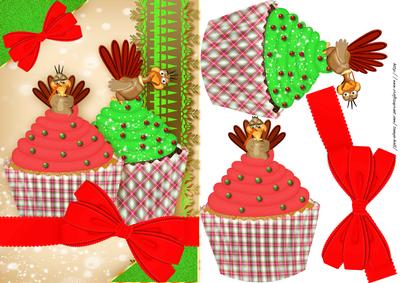 Turkey Cupcake Christmas Quick Card