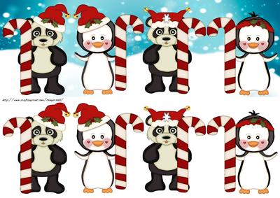 Long Dl Christmas Penguin and Pander Quick Card