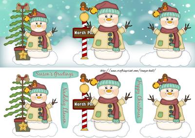 Large Dl Christmas Snowman Card