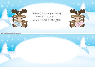 Two Large Dl Christmas Inserts to Match the Moose Card