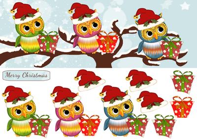Three Little Owls Christmas Long Dl Card