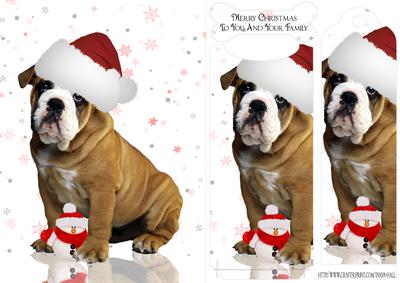 Christmas Bulldog Quick Bookmark Card