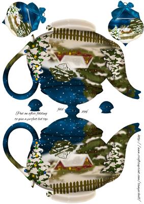 Teapot Shaped Christmas Card with Two Tags